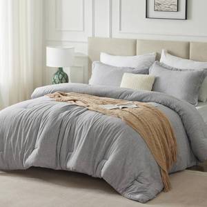 lot 52966 image: CozyLux King Size Comforter Set - 3 Pieces Grey Soft Luxury Cationic Dyeing Bedding Comforter for All Season, Gray Breathable Lightweight Fluffy Bed Set with 1 Comforter and 2 Pillow Shams
