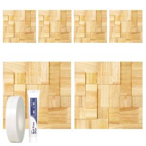 lot 52969 image: Aboofx 3D Wood Wall Panels, 6 PCS Mosaic Wall Panels Peel and Stick, 11.8 x 11.8 Water-Resistance Wood Slat Wall Panel, Bendable Wall Panels for Interior Wall Decor Wallpaper (Rubber Wood)