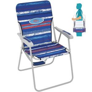 lot 52974 image: #WEJOY High Back Outdoor Lawn Concert Beach Folding Chair with Hard Arms Shoulder Strap Pocket for Adults Camping Festival Sand, Supports 300 lbs (REDBlue)