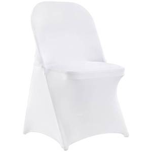 lot 52976 image: VEVOR White Stretch Spandex Chair Covers - 12 PCS,Folding Kitchen Chairs Cover, Universal Washable Slipcovers Protector, Removable Chair Seat Covers, for Wedding Party Dining Room Banquet Event