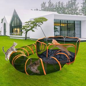 lot 52979 image: Homegroove Cat Enclosures for Outside, Outdoor Cat Enclosures for Indoor Cats, Portable Foldable Cat Playpen (Cat Tent & Cat Tunnel) for Multiple Cats and Small Animals, Tents Enclosure with Carry Bag