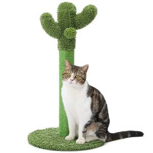 lot 52981 image: Made4Pets Cat Scratching Post, 25.6 Cactus Cat Scratcher Kitten Scratch Post with Sisal Rope for Indoor Cats Claw Scratcher, Vertical Green Cat Tree with Dangling Ball for Kitties Medium