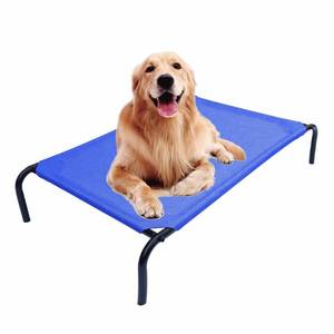 lot 52984 image: PHYEX Heavy Duty Steel-Framed Portable Elevated Pet Bed, Elevated Cooling Pet Cot, 50.5 L x 30.5 W x 7.8 H(L, Blue)