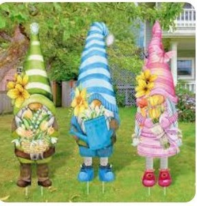 lot 52992 image: Umigy 3 Pcs Spring Yard Sign Gnome Outdoor Sign with Stakes 32 x 10 Inch Spring Flower Gnome Lawn Decor Spring Yard Decor Spring Lawn Decor for Home Pathway Walkway Decor