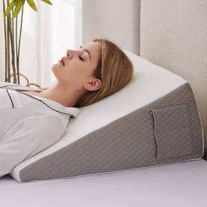 lot 52994 image: Ruqmuis Bed Wedge Pillow for Sleeping, 10 Wedge Pillows for After Surgery, Soft Memory Foam Top, Triangle Pillow Wedge, Body Positioners for Leg Elevation, Acid Reflux, Gerd, Snoring Relief, White