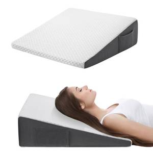 lot 53006 image: Cozymaker 7.5 Bed Wedge Pillow for Sleeping After Surgery, Back Support, Leg Elevation, Gerd Acid Reflux, Neck Pain, Snoring, Cooling Memory Foam Triangle Incline Wedge, Removable Washable Cover