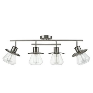 lot 53009 image: Globe Electric Nate 4-Light Brushed Nickel Track Lighting Kit with Clear Glass Shades 57504 - Retail $159.99
