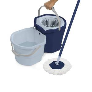lot 53028 image: Casabella Clean Water Microfiber Spin Bucket and Mop System, Blue