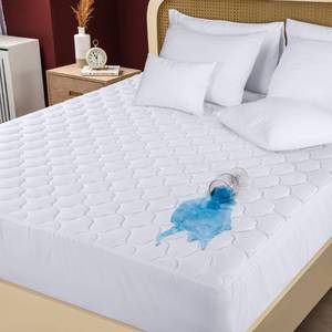 lot 53030 image: Utopia Bedding Quilted Fitted Waterproof King Mattress Protector, Mattress Pad Stretches up to 16 Inches Deep, Elastic Fitted Mattress Cover Mattress Topper (White)