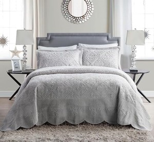 lot 53036 image: VCNY Home - Full Size Bedding, Soft Plush Bedspread with Matching Shams, Embossed Inspired Room Decor (Westland Grey, 3-Piece)