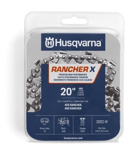 lot 53061 image: Husqvarna Rancher X H80 20 Inch Chainsaw Chain, 38 Pitch, .050 Gauge, 72 Drive Link Chainsaw Blade Replacement with Low Vibration and Low Kickback, Gray