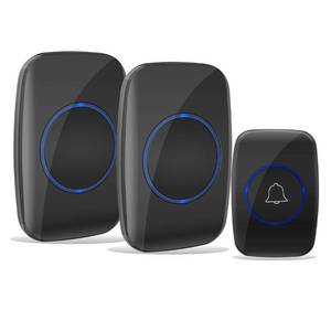 lot 53066 image: Wireless doorbell, waterproof doorbell kit, working range of 500 feet, volume adjustable, 50 chimes (1to2black)