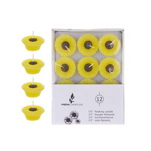 lot 53067 image: Mega Candles - Unscented 1.5 Floating Sun Flower Candles - Yellow, Set of 12
