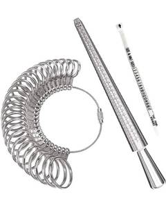 lot 53069 image: Meowoo Ring Sizer Measuring Tool Set, Ring Gauges with Finger Sizer Mandrel Ring Sizer Tools for Jewelry Sizing Measuring, 3 pcs
