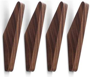 lot 53072 image: COCOYA 4Pack Wood Hooks Wall Mounted, Minimalist Easy Install Natural Real Walnut Cute Mid Century Modern Simple Rustic Home Foyer Entryway Decor, for Hanging Hat Cap Backpack Bag Coat Towel Clothes