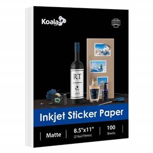 lot 53083 image: Koala 100 Sheets Sticker Paper Matte White, 8.5x11 Inch Printable Full Sheet Label Paper for Inkjet Printers