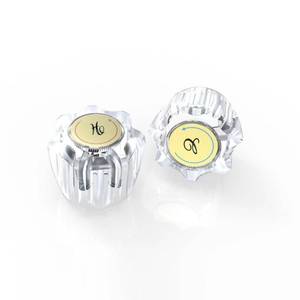 lot 53102 image: Grandiance Faucet Handles, Bathtub Faucet Knobs, Complete Faucet Rebuild Trim Kit Compatible with DeltaDelex faucets, Hot and Cold Faucet Replacement Handles in Clear Acrylic, 1 Kit