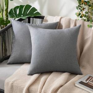 lot 53104 image: MIULEE Pack of 2 Outdoor Decorative Linen Farmhouse Throw Pillow Covers Solid Waterproof Garden Cushion Cases for Patio Tent Balcony Couch Sofa 18x18 inch Light Grey