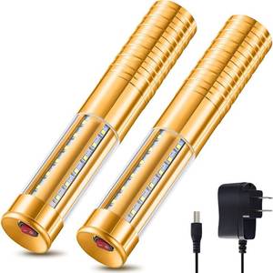 lot 53106 image: 2 Pieces LED Strobe Baton Light LED Bottle Service Light Reusable LED Light Champagne Bottle Handheld Light for Party Concert Event Outdoor (Gold, White Light)