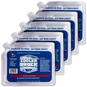 lot 53111 image: Cooler Shock Ice Packs for Cooler - Long Lasting Reusable Freezer Packs for Lunch Boxes and Backpack Cooler - Ice Packs for Camping Gear, Fishing, Road Trip & Beach Must Haves