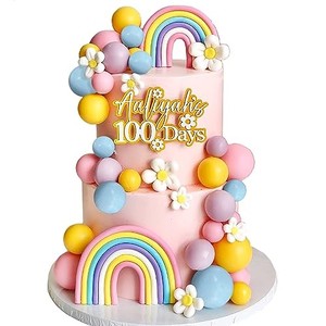 lot 53116 image: 35 PCS Groovy Cake Toppers Boho Cake Topper Hippie Party Decorations with Flower Rainbow Balls for Girl Birthday Party Boho Groovy Party Supplies (Style 2)