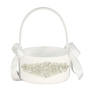 lot 53119 image: LAPUDA Beautiful hand nailed beads of wedding flower basket with elegant appearance and ivory.(1 basket)