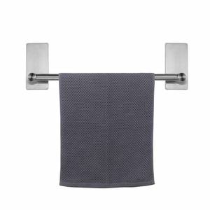 lot 53124 image: NearMoon Self Adhesive Bathroom Towel Bar- Stainless Steel Bath Wall Shelf Rack Hanging Towel Stick On Sticky Hanger Contemporary Style, NO Drilling (1 Pack, Brushed Nickel, 12-Inch Towel Rack)