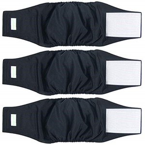 lot 53129 image: Wegreeco Washable Male Dog Belly Wrap - Pack of 3 - (Black,XX-Large)