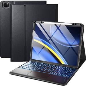 lot 53133 image: iPad Pro 12.9 Case with Keyboard, Backlit Wireless iPad Keyboard with Trackpad for iPad Pro 12.9 inch 6th Generation 5th 4th 3rd Gen, Detachable Folio Cover Keyboard with Pencil Holder (Black)