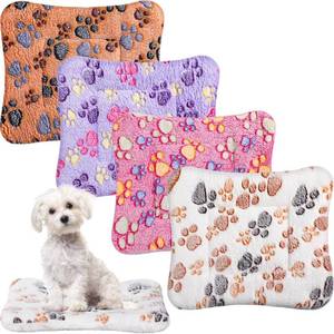 lot 53140 image: 4 Pack Ultra Soft Dog Cat Bed Mat with Cute Prints Reversible Fleece Dog Crate Kennel Pad Cozy Washable Thickened Hamster Guinea Pig Bed Pet Bed Mat for Small Animals (Vivid Color,13 x 19 Inches)