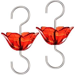 lot 53145 image: BOLITE Ant Moat for Hummingbird Feeders, 5 Oz Ant Guard with Large Capacity, Hanging Ant Guard for Outdoors, Red Flower Shape, 2 Pack