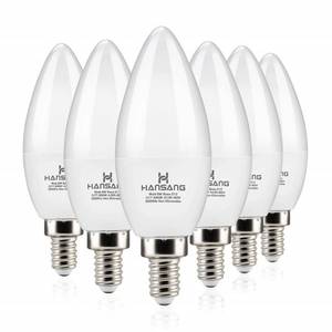 lot 53156 image: hansang LED Candelabra Bulbs 6 Watt (60 Watt Equivalent),Daylight 5000K,600lm RA83,Candle Bulb Base E12 for Chandelier B11 Ceiling Fan Bulb Non-Dimmable (6 Pack)