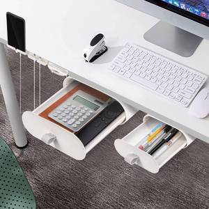 lot 53164 image: YOOUSOO Under Desk Drawer Organizer, 2 Pack Self-Adhesive Desk Drawer Slide Out, Attachable Under Desk Storage for Office School Home,Hidden Desk Drawer for Stationery Cutlery Makeup Tools
