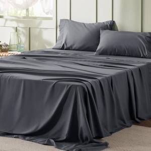 lot 53166 image: Bedsure Queen Sheets Grey - Soft Sheets for Queen Size Bed, 4 Pieces Hotel Luxury Queen Sheet Set, Easy Care Polyester Microfiber Cooling Bed Sheet Set