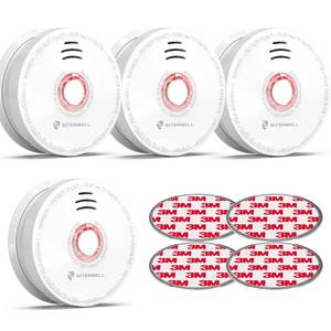 lot 53169 image: SITERWELL Smoke Detector Fire Alarm with Magnetic Fastening Kit and Built-in Battery, Fire Safety with Photoelectric Technology for Home Bedroom and Babyroom, UL Listed, GS528A, 4 Packs