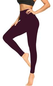 lot 53178 image: FULLSOFT High Waisted Leggings for Women No See-Through Tummy Control Yoga Hiking Pants Workout Dance Tights-Reg&Plus Size (Plum,Small-Medium)