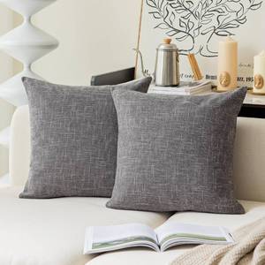 lot 53183 image: Kevin Textile Star Linen Dark Grey Pillow Covers, Square Farmhouse Pillowcase, 22x22 Inches Decorative Throw Cushion Case for Chair Couch Sofa Bed, 2 Pack