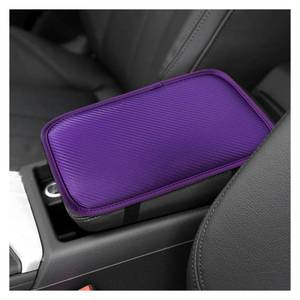 lot 53185 image: Augeny Car Center Console Pad, Carbon Fiber Leather Auto Armrest Cover Protector, Waterproof Car Armrest Seat Box Cover, Universal Vehicle Interior Accessories for Car SUV Truck (Purple)