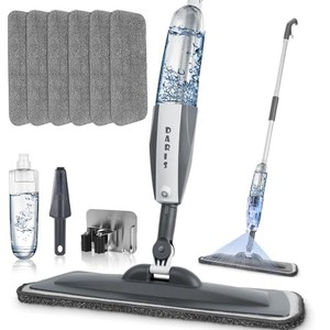 lot 53214 image: Mops for Floor Cleaning Wet Spray Mop with 6 Washable Microfiber Pads 1 Scraper 1 Mop Holder,Wood Floor Mop for Home or Commercial Dry Wet Use Flat Mop for Wall,Hardwood,Vinyl,Laminate,Ceramic,Tile
