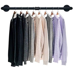 lot 53216 image: TLBTEK Industrial Pipe Clothes Rack,Heavy Duty Rustic Clothes Hanging Shelves System,Wall Mounted Detachable Black Iron Metal Garment Bar for Retail Display,Closet Organization (36 Inch)