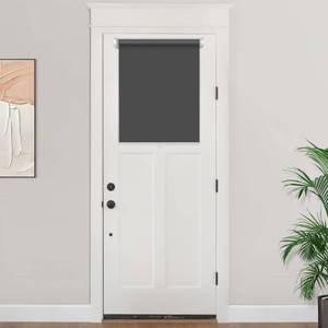 lot 53227 image: LazBlinds 100% Blackout Door Blinds, No Drill Cordless Roll Up French Door Blinds, Thermal Insulated Light Blocking Shades for Front Door Patio Sidelight Glass Door, 20 W x 24 L, Black, 1Pcs