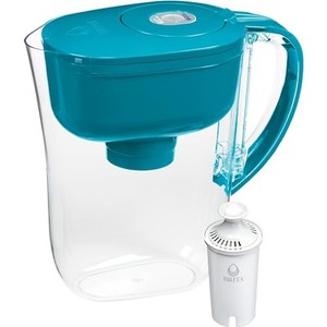 lot 53228 image: Brita Metro Water Filter Pitcher with SmartLight Filter Change Indicator, BPA-Free, Replaces 1,800 Plastic Water Bottles a Year, Lasts Two Months, Includes 1 Filter, Small - 6-Cup Capacity, Turquoise
