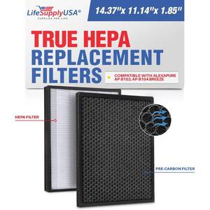 lot 53232 image: True HEPA Air Cleaner Filter Replacement 3049 and Carbon Pre-Filter Compatible with AP-B103, AP-B104 Alexapure Breeze Air Cleaner by LifeSupplyUSA