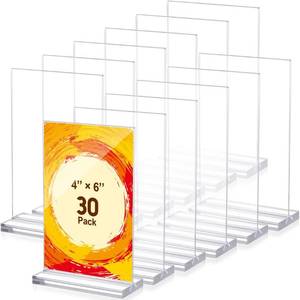 lot 53234 image: 30 Packs 4 x 6 Inch Acrylic Sign Holder Clear Table Menu Display Stand Acrylic Stands for Display Standing Menu Flyer Holder Double Sided Clear Acrylic Sign for Office Store Restaurant Meetings