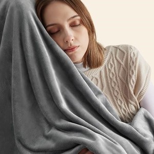 lot 53238 image: Bedsure Fleece Blankets Twin Size Grey - 300GSM Lightweight Plush Fuzzy Cozy Soft Twin Blanket for Bed, Sofa, Couch, Travel, Camping, 60x80 inches