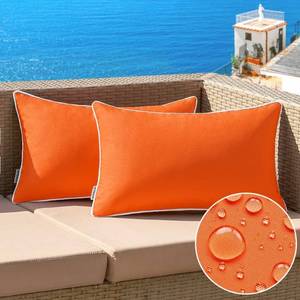 lot 53248 image: MIULEE Pack of 2 Outdoor Waterproof Pillow Covers Decorative Farmhouse Throw Pillow Covers Square Solid Color Couch Pillow Covers Spring for Patio Tent Bed Sofa Living Room 12x20 Inch Bright Orange