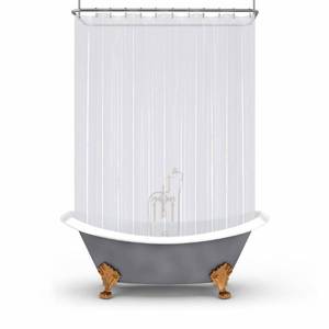 lot 53314 image: Mrs Awesome Clawfoot Tub Shower Curtain or Liner with 12 Magnets - Free 36 Hooks Included, Waterproof PEVA, 180 x 70, Clear