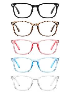 lot 53322 image: CCVOO 5 Pack Reading Glasses Blue Light Blocking WomenMen, Anti UV RayGlare Readers Fashion Eyeglasses with Spring Hinge (B4 Mix,2.25)