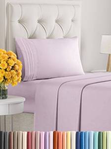 lot 53324 image: Twin XL Size 3 Piece Sheet Set - Comfy Breathable & Cooling Sheets - Hotel Luxury Bed Sheets for Women & Men - Deep Pockets, Easy-Fit, Soft & Wrinkle Free Sheets - Light Lavender Oeko-Tex Bed Sheets