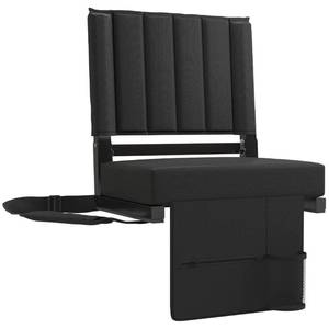 lot 53337 image: Besunbar 1pc Stadium Seat for Bleachers with Back Support and Wide Padded Cushion Stadium Chair - Includes Shoulder Strap and Cup Holder, Light Gray